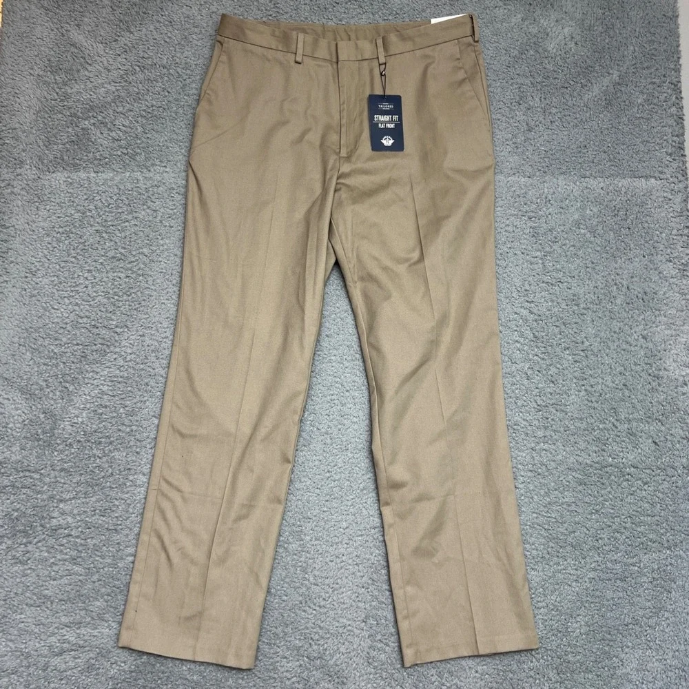 Dockers Tailored Straight Fit Pants Mens 36x32 Khaki New Flat Front Chino Slacks